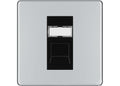 BG Screwless Polished Chrome Single 1 Gang RJ45 Data Socket FPCRJ451B Black Insert