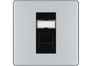 BG Screwless Polished Chrome Single 1 Gang RJ45 Data Socket FPCRJ451B Black Insert by British General (BG-FPCRJ451B)