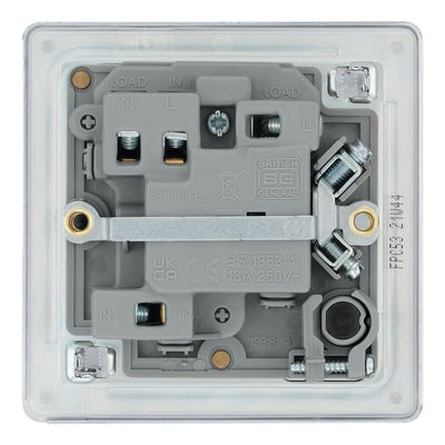 BG Screwless Polished Chrome 13A Switched Spur + Neon + Cable Outlet FPC53 with 35mm Steel Back Box