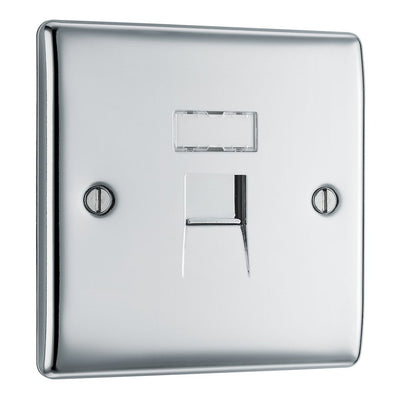BG Nexus Polished Chrome 1 Gang RJ45 Single Data Outlet NPCRJ451 with 35mm Steel Back Box