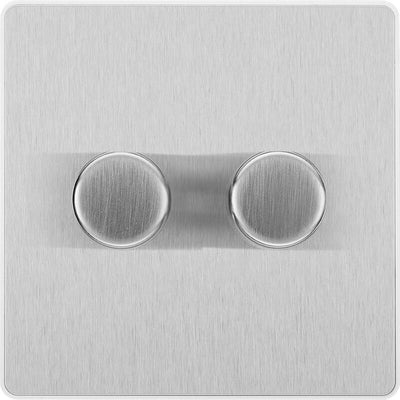 Switches: BG Evolve Brushed Steel Screwless Switches & Sockets White Insert Range PCDBS12W - Single Light Switch 20A by British General (BG-EVOLVE-BRUSHED-STEEL-PCDBS12W)