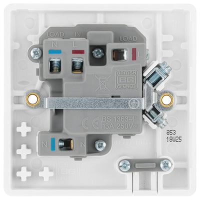BG 853 Moulded Round Edge | White | 13A 2 Pole Flex Outlet Neon Switched Fused Connection Unit by British General (BG-853)