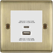 BG Nexus Antique Brass 45W USB Wall Socket Euro Module USB-A & C - White Insert by British General (BG-NABEMS2+EMUSBAC45W)