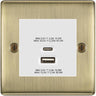 BG Nexus Antique Brass 45W USB Wall Socket Euro Module USB-A & C - White Insert by British General (BG-NABEMS2+EMUSBAC45W)