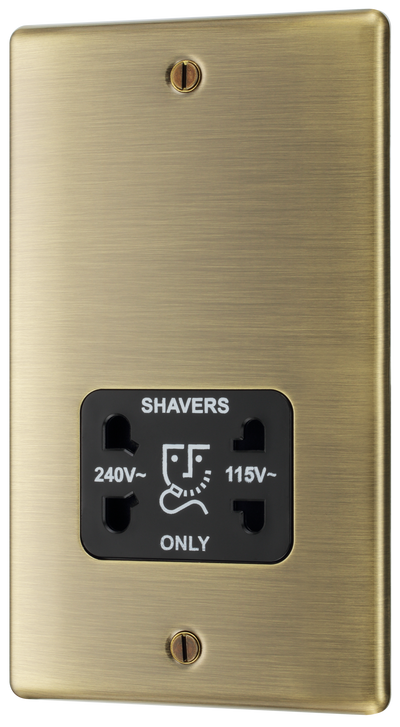 BG NAB20B Nexus Metal Antique Brass 115-230V Dual Voltage Shaver Socket by British General (BG-NAB20B-Shopify-SA_1)