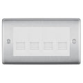 BG Nexus Brushed Steel 4 Gang RJ11 Telephone Socket Euro Module - White Insert