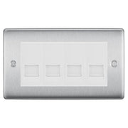 BG Nexus Brushed Steel 4 Gang RJ11 Telephone Socket Euro Module - White Insert by British General (BG-NBSRJ114W)