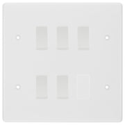 BG White 5 Gang Intermediate Custom Grid Light Switch with Back Box by British General (BG-NEXUS-WM-5G-CUSTOM-5x INT SWITCH)