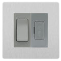 BG Evolve Brushed Steel 20A Double Pole Switch & 13A Fused Spur Plate | Grey Insert
