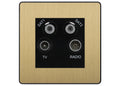 BG Evolve Satin Brass TV/FM/2x SAT Quadplex Socket – Black Insert