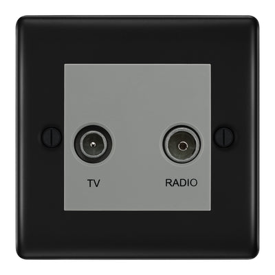 BG Nexus Metal Matt Black TV & FM Socket NFB66G by British General (BG-NFB66G)