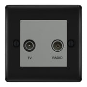 BG Nexus Metal Matt Black TV & FM Socket NFB66G by British General (BG-NFB66G)