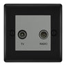 BG Nexus Metal Matt Black TV & FM Socket NFB66G by British General (BG-NFB66G)