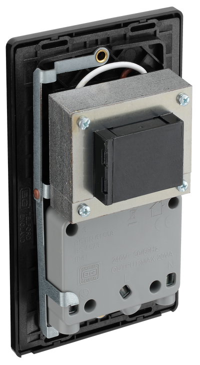 BG Evolve PCDCP20B Polished Copper 115-240V Dual Voltage Shaver Socket - Black Insert
