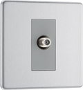 BG FBS64 Flatplate Screwless Satellite Socket, 1 Gang Brushed Steel Grey Insert