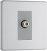 BG FBS64 Flatplate Screwless Satellite Socket, 1 Gang Brushed Steel Grey Insert by British General (BG-FBS64-Shopify-SA_1)
