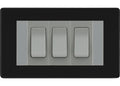 BG Matt Black Screwless 3G Switch 1x Intermediate 2x 2 Way Switch - Grey Insert