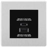 BG Evolve Brushed Steel 45W USB Wall Socket Euro Module USB-A & C - Black Insert by British General (BG-PCDBSEMS2W+EMUSBAC45B)