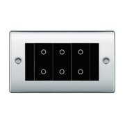 BG Nexus Polished Chrome Triple Master Touch Dimmer Switch Black Inserts by British General (BG-EMTDMB+NPCEMR4)