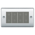 BG Nexus Polished Chrome Quad Secondary Touch Dimmer Switch Grey Inserts NPCTDS4G