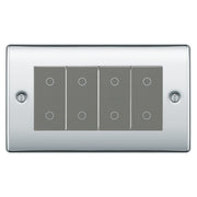 BG Nexus Polished Chrome Quad Secondary Touch Dimmer Switch Grey Inserts NPCTDS4G by British General (BG-NPCTDS4G)