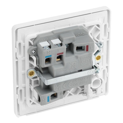 BG Evolve Pearlescent White 13A Switched Spur + Neon PCDCL52W with 35mm Steel Back Box