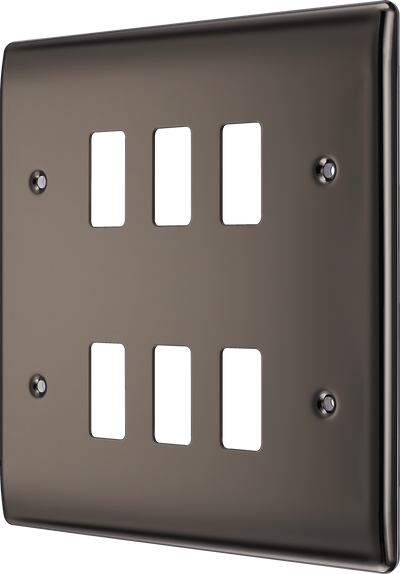 BG Electrical RNBN6 Nexus Grid Black Nickel Front Plate 6 Module