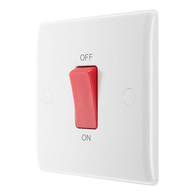 BG 875 Moulded Round Edge | White | 1 Gang 45A 2 Pole Cooker Switch