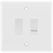 BG Nexus White 2-Gang Grid Switch Kit – 20A 2-Way & Retractive PRESS Module by British General (BG-Nexus-WM-2G-1x2Way-1xPress)