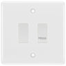 BG Nexus White 2-Gang Grid Switch Kit – 20A 2-Way & Retractive PRESS Module by British General (BG-Nexus-WM-2G-1x2Way-1xPress)
