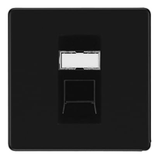 BG Screwless Matt Black Single 1 Gang RJ45 Data Socket FFBRJ451B Black Insert by British General