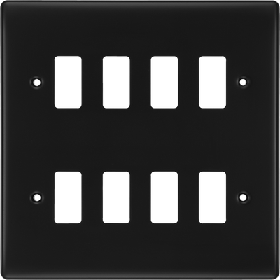 BG RNFB8 Nexus Metal Matt Black 8 Module Grid Front Plate by British General (BG-RNFB8)