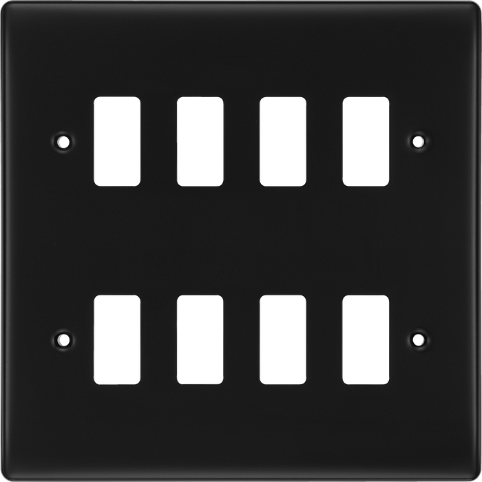 BG RNFB8 Nexus Metal Matt Black 8 Module Grid Front Plate