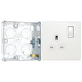 BG Evolve Pearlescent White 13A Single Socket PCDCL21W with 25mm Steel Back Box