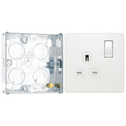 BG Evolve Pearlescent White 13A Single Socket PCDCL21W with 25mm Steel Back Box