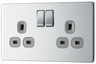 BG FPC22G Nexus Screwless Flat-Plate Double Switched Plug Socket Polished Chrome Grey Inserts, 13A by British General (BG-FPC22G-Shopify-SA_1)