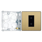 BG Evolve Satin Brass Single Secondary Touch Dimmer Switch PCDSBTDS1B with 25mm Steel Back Box