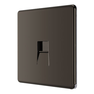 BG Screwless Black Nickel Single Master Telephone Socket FBNBTM1 with 25mm Steel Back Box
