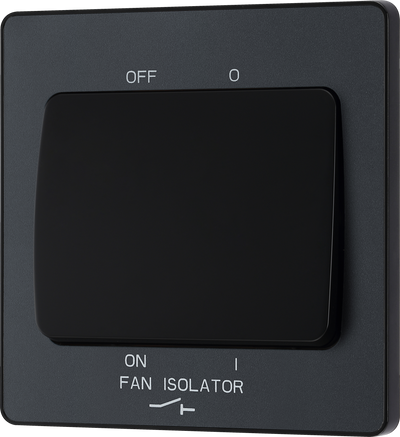PCDMG15B Front - This Evolve Matt Grey 10A triple pole fan isolator switch from British General provides a safe and simple method of isolating mechanical fan units.