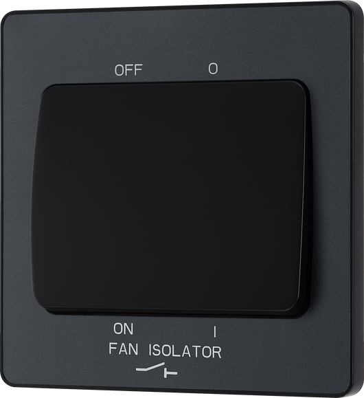 PCDMG15B Front - This Evolve Matt Grey 10A triple pole fan isolator switch from British General provides a safe and simple method of isolating mechanical fan units.