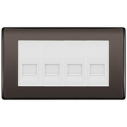 BG Nexus Black Nickel 4 Gang IDC Secondary Telephone Socket - White Insert by British General (BG-NBNBTS4W)