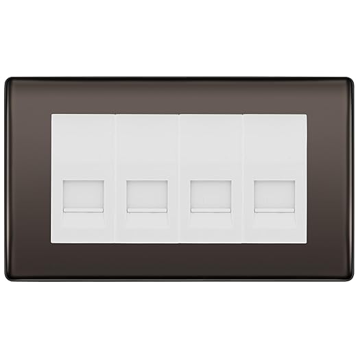 BG Nexus Black Nickel 4 Gang IDC Secondary Telephone Socket - White Insert