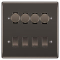 BG Nexus Black Nickel 8 Gang Switch 4x Trailing Edge LED Dimmer 4x Intermediate Custom Grid Switch