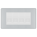 BG Screwless Polished Chrome 4 Gang Secondary Telephone Socket, Screw Terminal - White Insert
