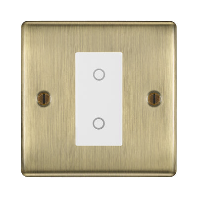 BG Nexus Antique Brass Single Secondary Touch Dimmer Switch - White Insert by British General (BG-EMTDSW+NABEMS1)