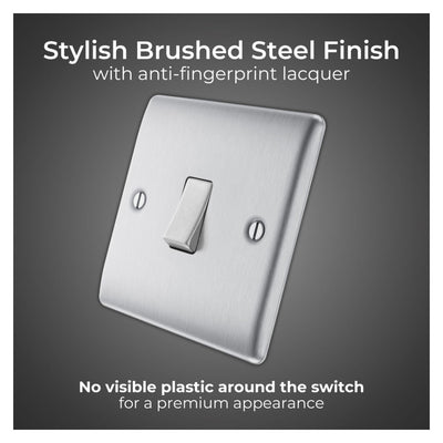 BG Nexus Brushed Steel 10AX Bell Push Switch NBS14 with 35mm Steel Back Box