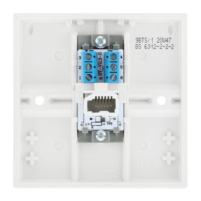 BG 9BTS/1 Moulded Square Edge | White | 1 Gang Screw Terminal Secondary Telephone Sock by British General (BG-9BTS/1)