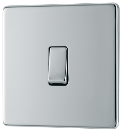 BG Electrical FPC12 Nexus Screwless Flat-Plate 2 Way 10A Single Light Switch Polished Chrome