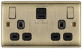BG NAB22UAC22B Antique Brass Double Socket with USB 22W Type A & Type C USB