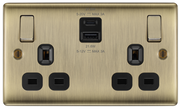 BG NAB22UAC22B Antique Brass Double Socket with USB 22W Type A & Type C USB by British General (BG-NAB22UAC22B-1)